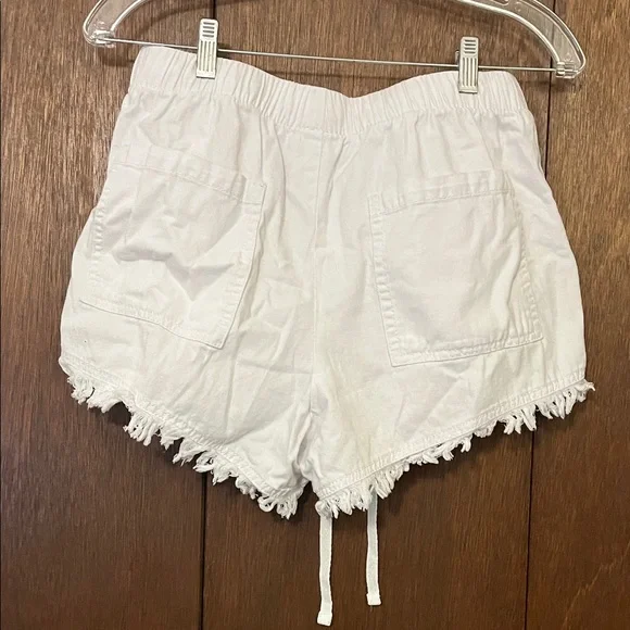 High Waist White Frayed Hem Women's Shorts Medium - Picture 8 of 13